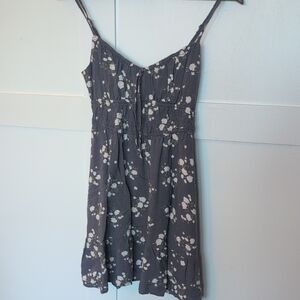 Hollister Charcoal Gray Floral Spaghetti-Strap Top